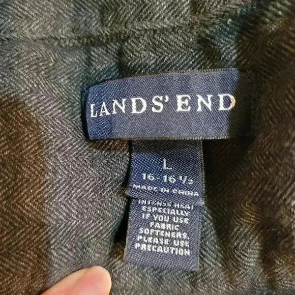 Land's End Men's Charcoal Gray Baumwolle Long Sleeve Button Down Shirt - Picture 8 of 11